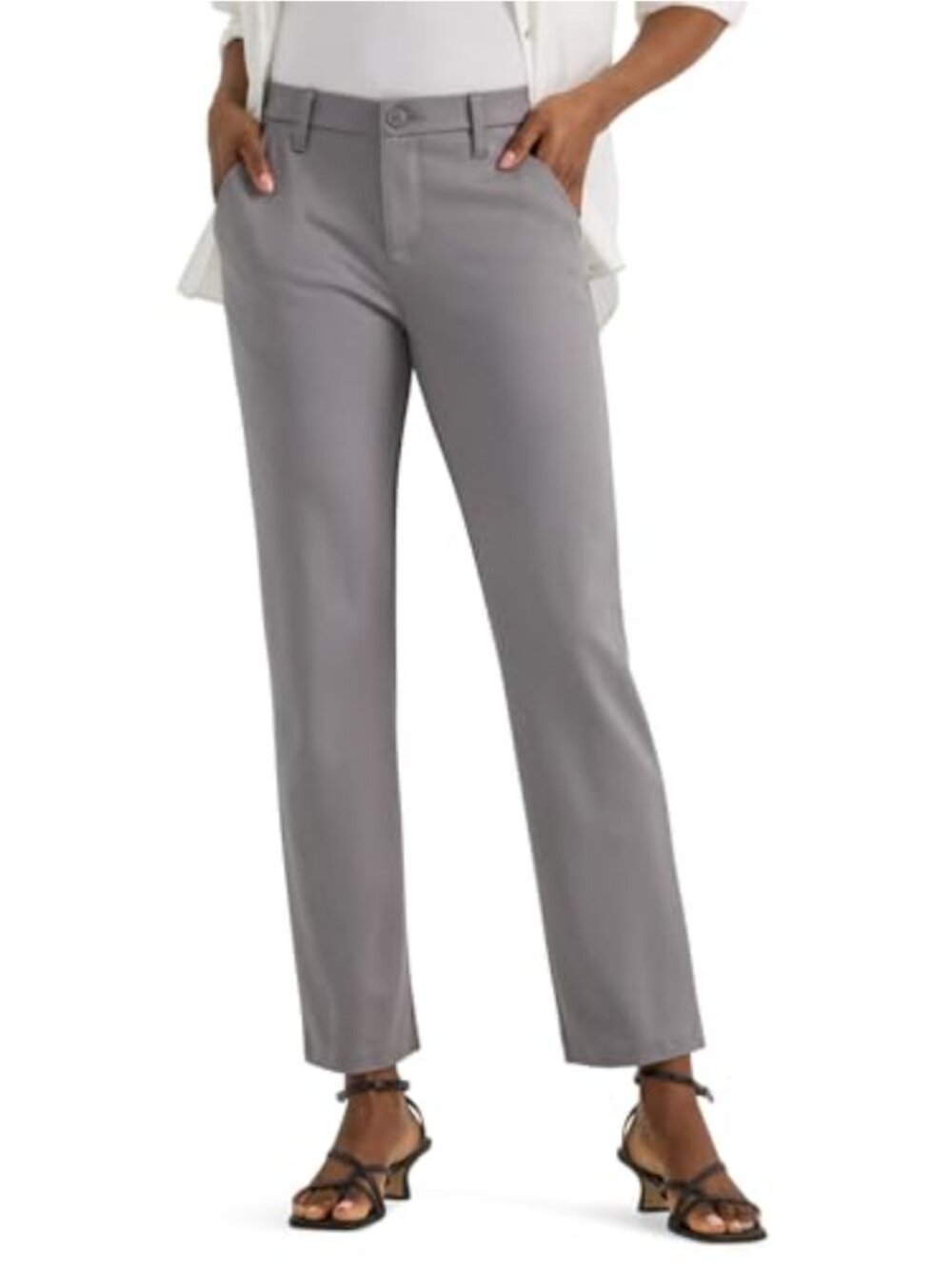 Ultra Lux Side Vent Ankle Pants Mid Rise Straight Leg Stretch Comfort